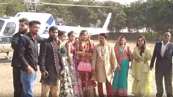 bride and groom arrived by helicopter fulfilling wish of grandfather bride and groom arrived by helicopter fulfilling wish of grandfather