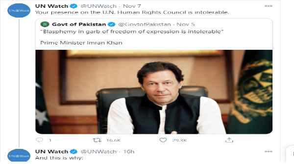 UN Watch response to Imran Khan, Pakistans presence in UNHRC intolerable UN Watch response to Imran Khan, Pakistans presence in UNHRC intolerable