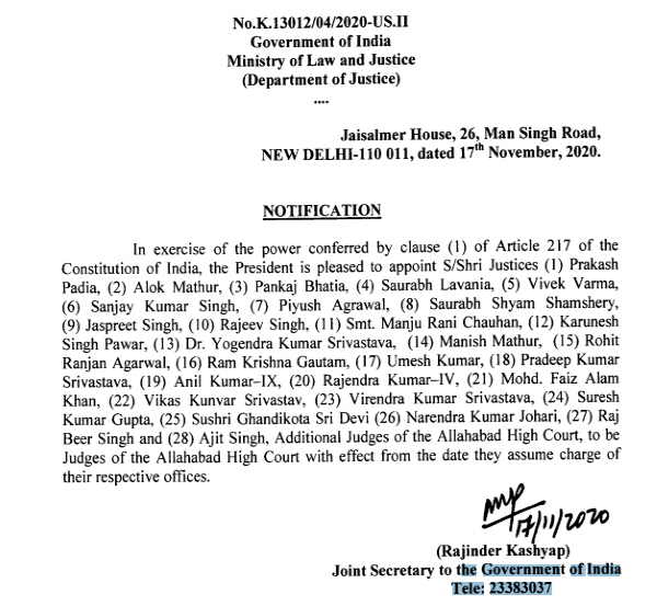 President Ramnath Kovind appointed twenty eight permanent judges in Allahabad High Court President Ramnath Kovind appointed twenty eight permanent judges in Allahabad High Court