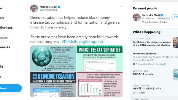नोटबंदी से काले धन को कम करने में मदद मिली: PM मोदी नोटबंदी से काले धन को कम करने में मदद मिली: PM मोदी