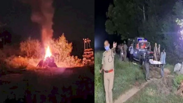 पुलिस ने रात के अंधेरे में पीड़िता का किया अंतिम संस्कार