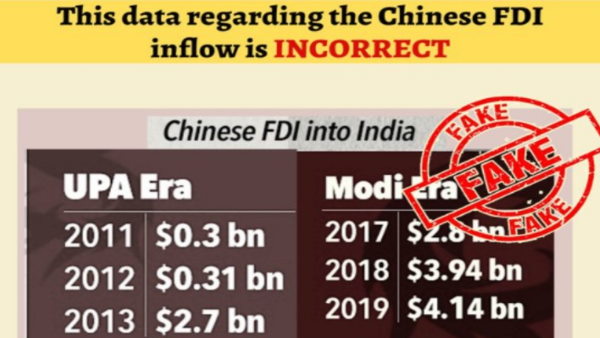 Fact check claim is being made on social media that Chinese FDI into India has increased in modi govt Fact check claim is being made on social media that Chinese FDI into India has increased in modi govt