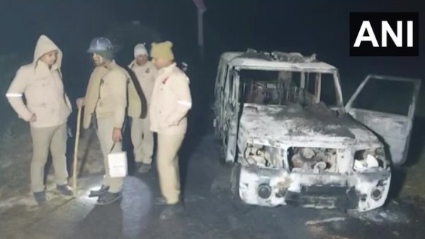 Locals pelted stones and set a police vehicle on fire after a man was shot dead in mau Locals pelted stones and set a police vehicle on fire after a man was shot dead in mau