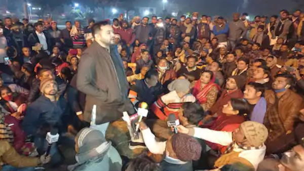 Tejashwi yadav reached eco park and talk to dm for permission of gardanibagh protest Tejashwi yadav reached eco park and talk to dm for permission of gardanibagh protest