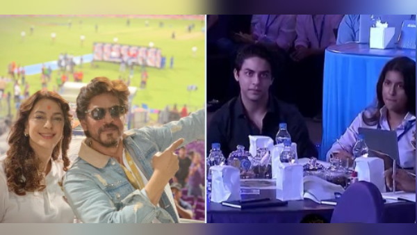 Shah Rukh khan son Aryan and Juhi Chawla daughter Jhanvi arrive in IPL auction Shah Rukh khan son Aryan and Juhi Chawla daughter Jhanvi arrive in IPL auction
