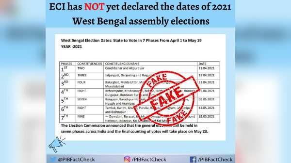 Fact check West Bengal Assembly elections 2021 have Election Commission PIB Fact check West Bengal Assembly elections 2021 have Election Commission PIB