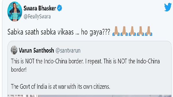 स्वरा भास्कर का Tweet वायरल