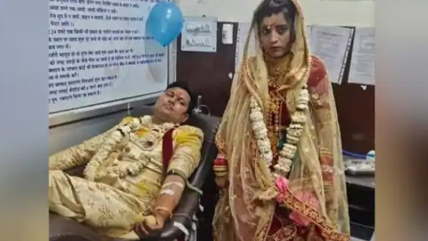 पुलिस अधिकारी ने नवविवाहितों की तस्वीर साझा की