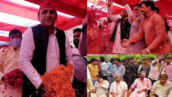 Akhilesh Yadav celebrated holi in Safai Akhilesh Yadav celebrated holi in Safai