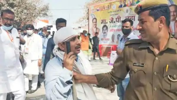 bjp chief jp nadda Security lapse during chandauli bjp chief jp nadda Security lapse during chandauli