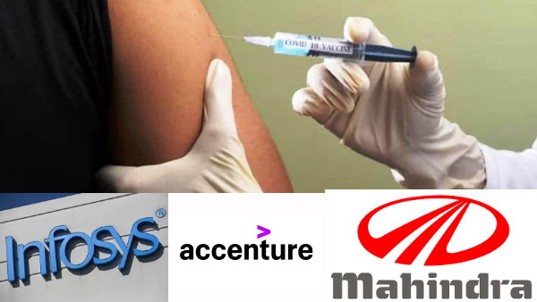 Infosys, Accenture Mahindra Group and ITC To Cover Covid Vaccination Costs For Employees Infosys, Accenture Mahindra Group and ITC To Cover Covid Vaccination Costs For Employees