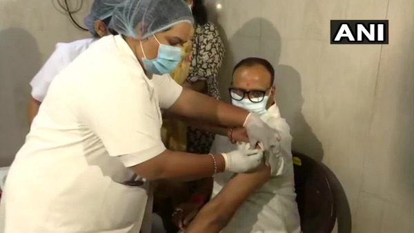 UP minister Brajesh Pathak takes his first dose of COVID 19 vaccine at Civil Hospital in Lucknow UP minister Brajesh Pathak takes his first dose of COVID 19 vaccine at Civil Hospital in Lucknow