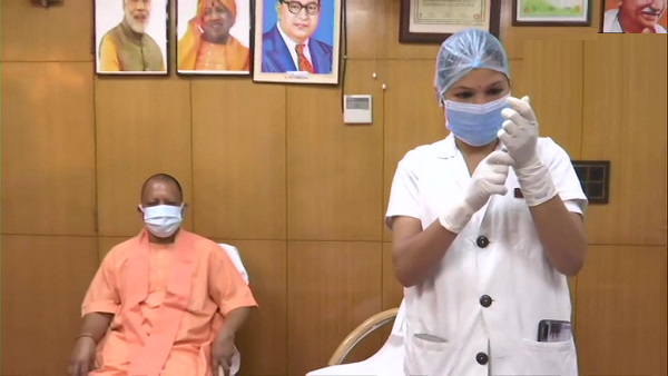 Uttar Pradesh CM Yogi Adityanath first dose of COVID-19 vaccine at Civil Hospital, Lucknow Uttar Pradesh CM Yogi Adityanath first dose of COVID-19 vaccine at Civil Hospital, Lucknow