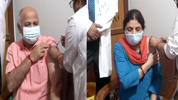 Manish Sisodia and his wife Seema Sisodia take first dose of corona Vaccine Manish Sisodia and his wife Seema Sisodia take first dose of corona Vaccine