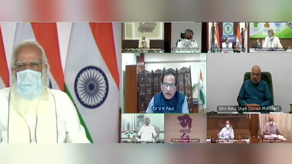 PM Modi meeting with Chief Ministers of high burden states, over the prevailing COVID 19 situation PM Modi meeting with Chief Ministers of high burden states, over the prevailing COVID 19 situation