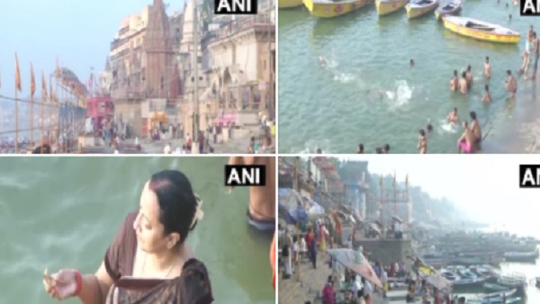 भक्तों ने गंगा में लगाई आस्था की डुबकी