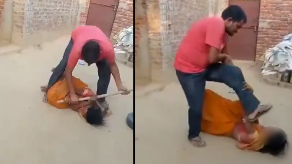 man assaults his wife for only 10 rupees in shravasti video goes viral man assaults his wife for only 10 rupees in shravasti video goes viral