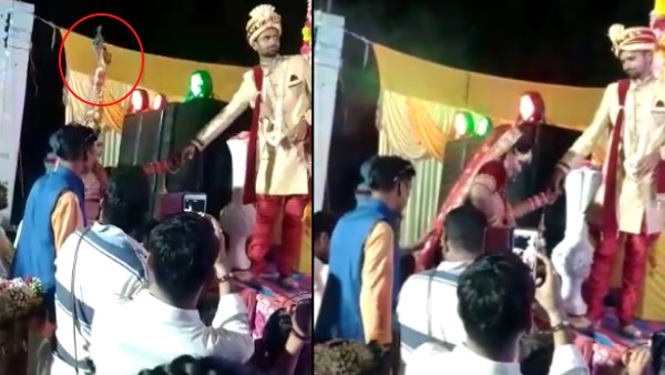 दुल्हन ने स्टेज पर चढ़ने से पहले की फायरिंग