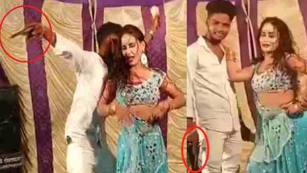 prayagraj police arrested man who did a disco on a gun with bar girl prayagraj police arrested man who did a disco on a gun with bar girl