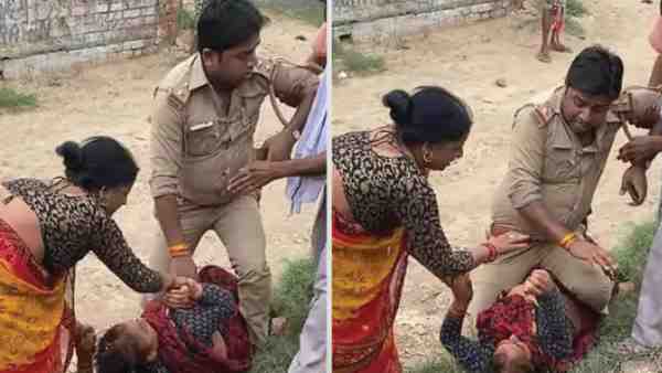 Kanpur News: sub-inspector beating woman in kanpur Kanpur News: sub-inspector beating woman in kanpur