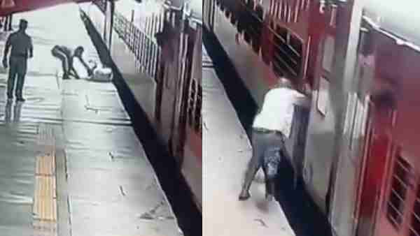 RPF Jawan Dinesh Kumar Rai saved the life of the passenger fell from the moving train RPF Jawan Dinesh Kumar Rai saved the life of the passenger fell from the moving train