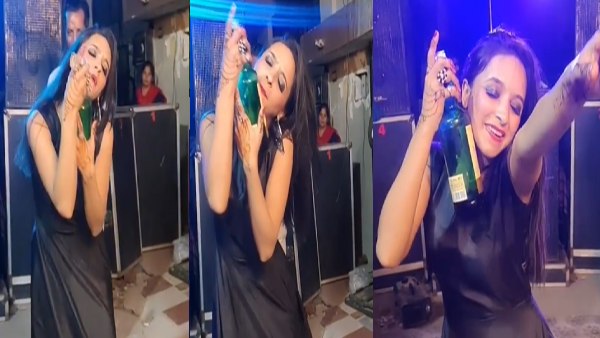 हाथ में शराब की बोतल और 'दो घूंट पिला दे...' गाने पर लड़की का डांस वायरल,  देखें वीडियो | girl dance video viral with liquor bottle on social media  watch it -