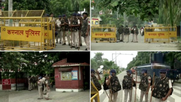 Farmers Mahapanchayat Karnal Today: heavy police force deployment, mobile internet & SMS services suspended, rainfall starts Farmers Mahapanchayat Karnal Today: heavy police force deployment, mobile internet & SMS services suspended, rainfall starts