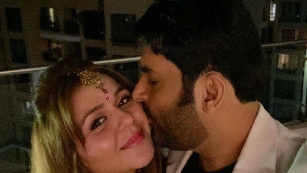 कपिल ने किया बीवी गिन्नी को Kiss