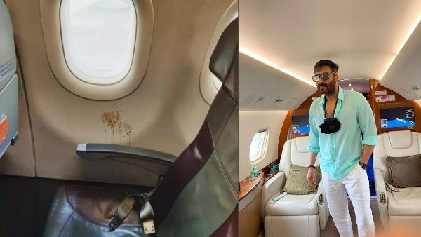 Gutkha lover did not even spare the flight! The window of the plane turned red from the peak, trolled till Ajay Devgan