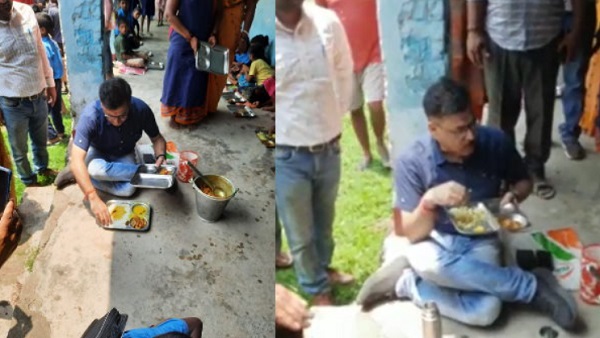 बिहार के IAS ने जमीन पर बैठकर खाया खाना