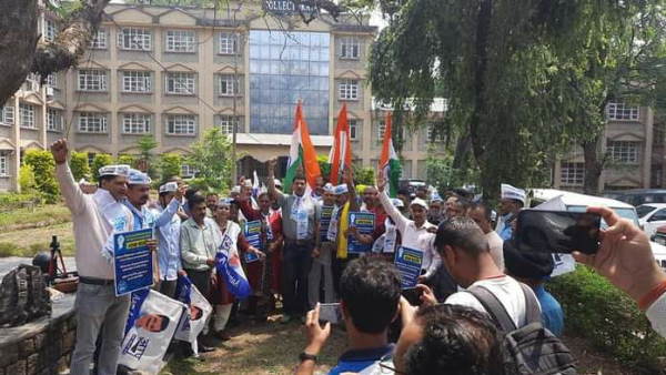 AAP agitation against BJP govt in Himachal on Khalistani flag issue AAP agitation against BJP govt in Himachal on Khalistani flag issue