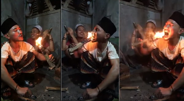 कौन है ये बंदा जो जलता कोयला खा रहा