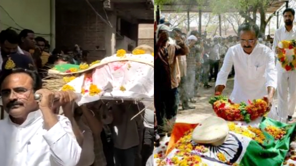 मंत्री ने दिया शहीद जवान राजकुमार जाटव को कंधा मंत्री ने दिया शहीद जवान राजकुमार जाटव को कंधा