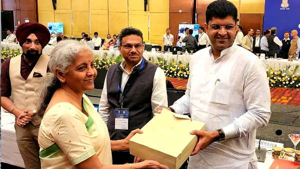 Deputy CM Dushyant Chautala welcomed Union finance minister Deputy CM Dushyant Chautala welcomed Union finance minister