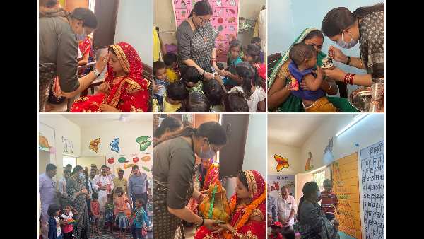 स्मृति ईरान ने बच्चों को पढ़ाई कविता, गिनतिया भी पूछीं