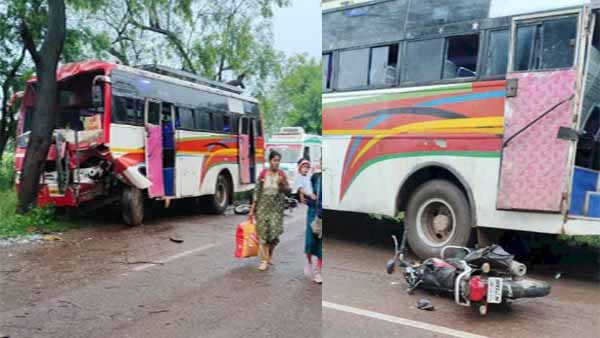 अनियंत्रित बस पेड़ से टकराई और हो गया हादसा