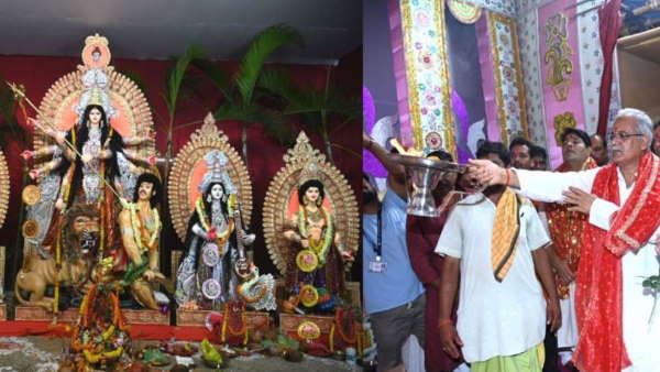 दुर्गा पंडालों में पहुंचे सीएम भूपेश बघेल