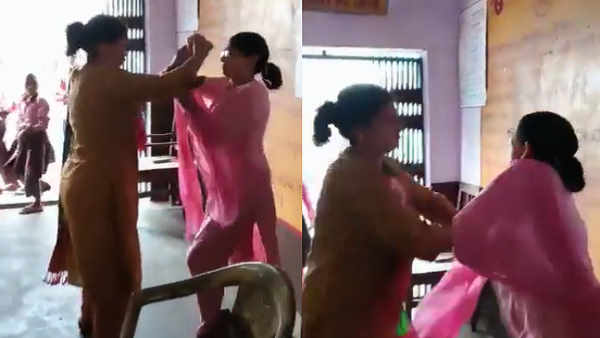 सस्पेंड हुईं लड़ाई करने वालीं टीचर