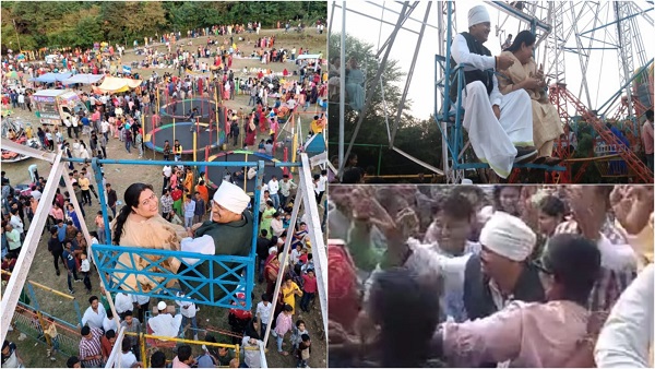 एमएलए शैलेंद्र जैन सपत्नीक मेला घूमे, हिंडोलना भी झूला, नृत्य किया