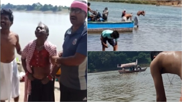उदयपुरा के धरमपुरा घाट पर युवाओं ने बीच नदी में बहते देखा तो बचाया