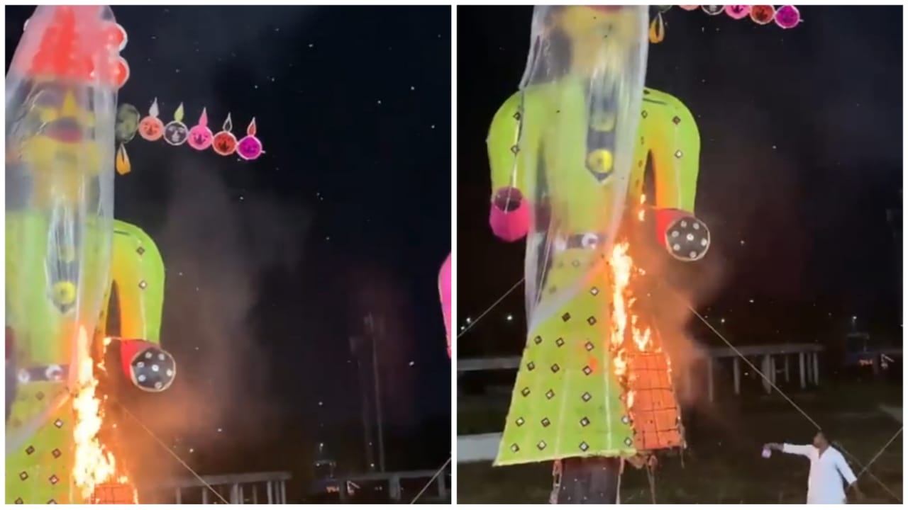 Ravana effigy was burnt in Bhopal Chief Minister Shivraj Singh Chouhan rain Ravana effigy was burnt in Bhopal Chief Minister Shivraj Singh Chouhan rain
