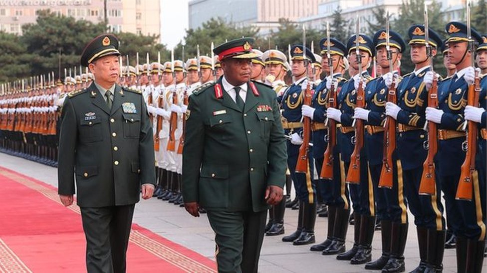 General Li Zuocheng, of China, and General Constantine Guveya Chiwenga, of Zimbabwe General Li Zuocheng, of China, and General Constantine Guveya Chiwenga, of Zimbabwe
