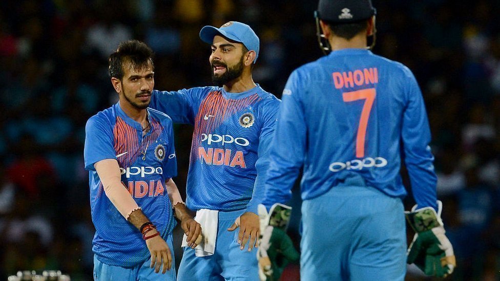 युजवेंद्र चहल, विराट कोहली, एमएस धोनी युजवेंद्र चहल, विराट कोहली, एमएस धोनी