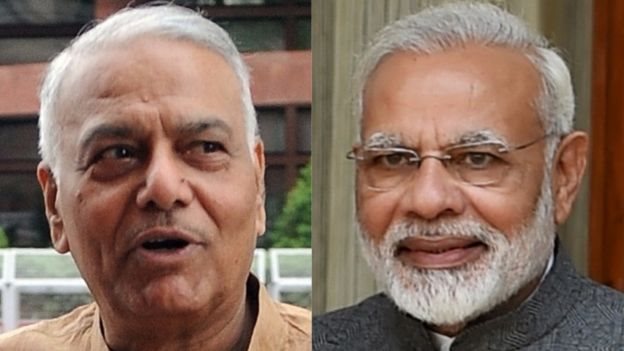 नरेंद्र मोदी और यशवंत सिन्हा नरेंद्र मोदी और यशवंत सिन्हा