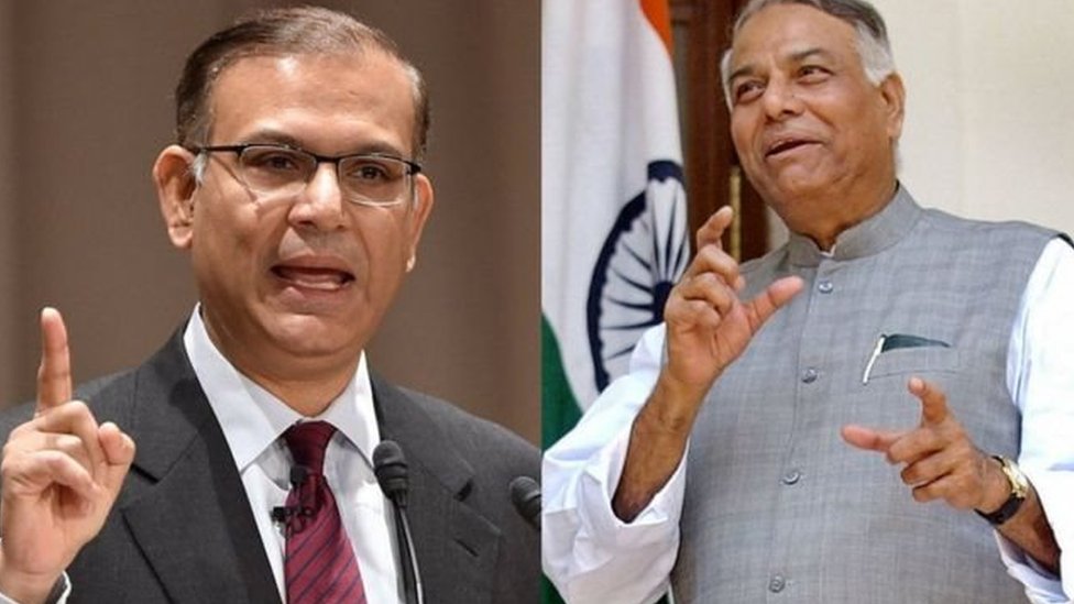 नरेंद्र मोदी और यशवंत सिन्हा नरेंद्र मोदी और यशवंत सिन्हा