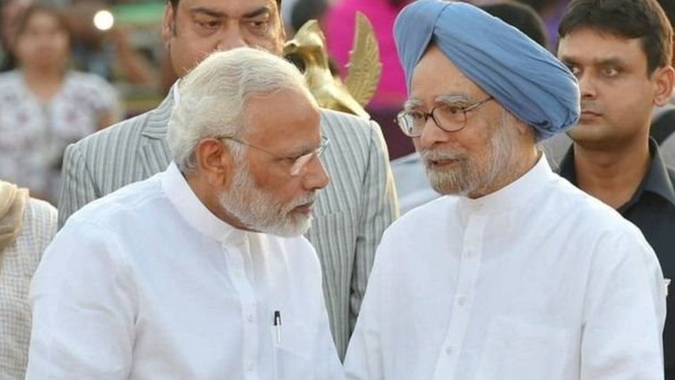 नरेंद्र मोदी और मनमोहन सिंह नरेंद्र मोदी और मनमोहन सिंह