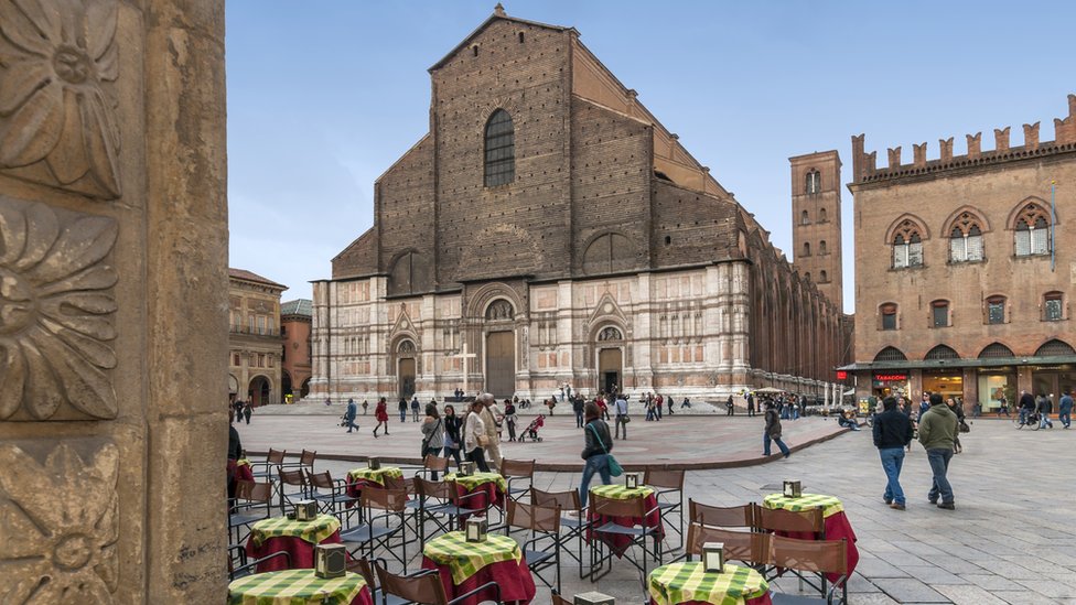 The Basilica of San Petronio is the main church of Bologna The Basilica of San Petronio is the main church of Bologna