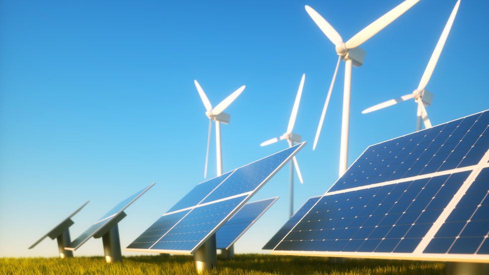 Solar panels and wind turbines Solar panels and wind turbines