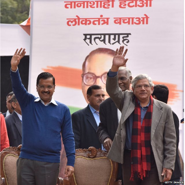 राजधानी दिल्ली में अरविंद केजरीवाल की रैली, केजरीवाल और सीताराम येचुरी राजधानी दिल्ली में अरविंद केजरीवाल की रैली, केजरीवाल और सीताराम येचुरी