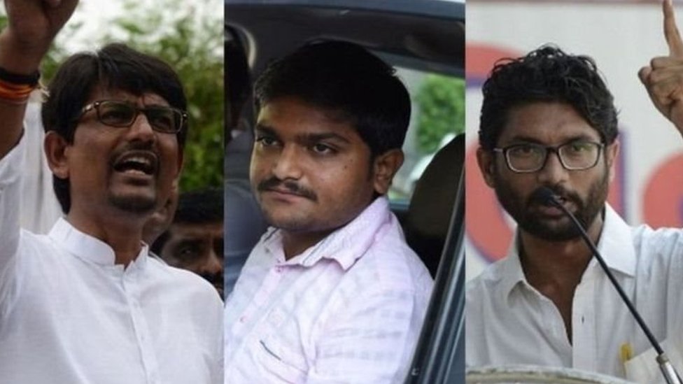 अल्पेश ठाकोर, हार्दिक पटेल और जिग्नेश मेवानी अल्पेश ठाकोर, हार्दिक पटेल और जिग्नेश मेवानी